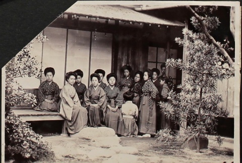 Japanese women and girls on an engawa (ddr-densho-259-96)