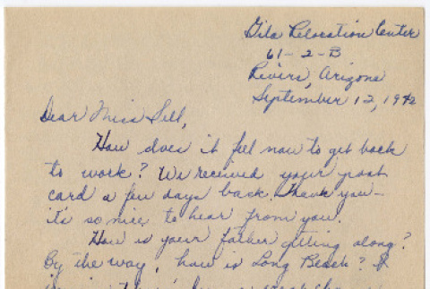 Letter from Martha Morooka to Violet Sell (ddr-densho-457-11)