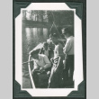 Four men in and around a row boat (ddr-densho-475-672)