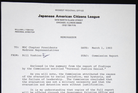 Memo to MDC Chapter Presidents, Interested Individuals from Bill Yoshino (ddr-chijacl-1-269)