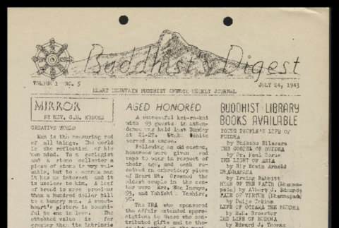 Buddhist digest: Heart Mountain Buddhist Church weekly journal, vol. 1, no. 5 (July 24 1943) (ddr-csujad-55-1080)