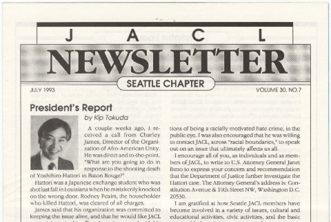 Seattle Chapter, JACL Reporter, Vol. 30, No. 7, July 1993 (ddr-sjacl-1-413)