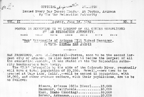 Poston Information Bulletin Vol. II No. 3 (June 14, 1942) (ddr-densho-145-29)