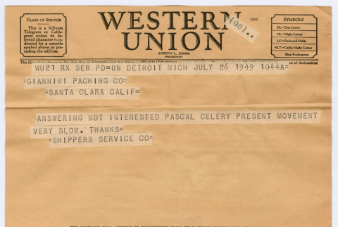 Telegram from Shippers Service Co. (ddr-densho-501-152)
