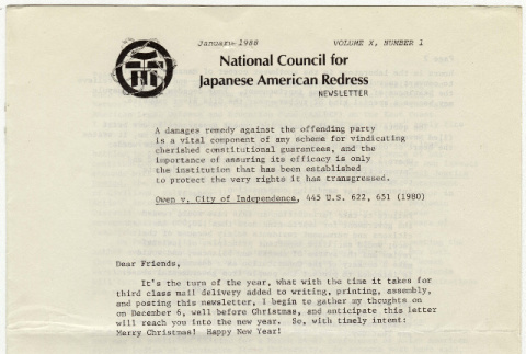 National Council for Japanese American Redress Vol. 10 No. 1 (ddr-densho-352-55)