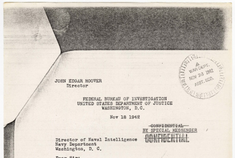 Letter from J. Edgar Hoover to Director of naval Intelligence (ddr-densho-122-863)