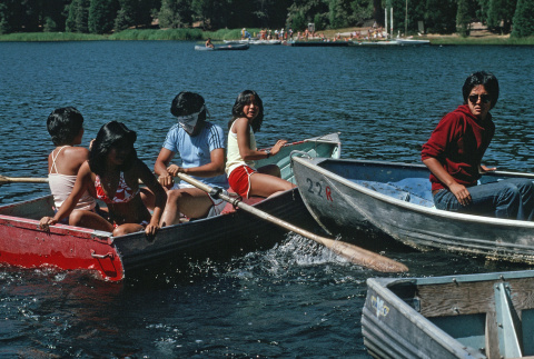 Campers in row boats during boat sink (ddr-densho-336-1109)