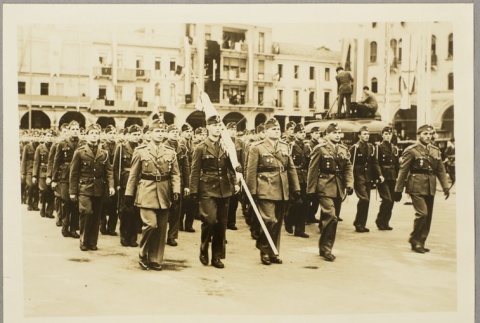 Photos of Italian soldiers marching, and youth auxiliary members on a train (ddr-njpa-13-711)