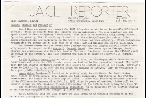 Seattle Chapter, JACL Reporter, Vol. IX, No. 5, May 1972 (ddr-sjacl-1-142)