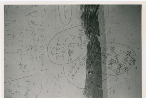 Writing by internees on barracks walls (ddr-densho-345-145)