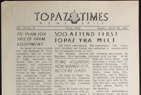 Topaz Times Vol. II No. 67 (March 22, 1943) (ddr-densho-142-130)