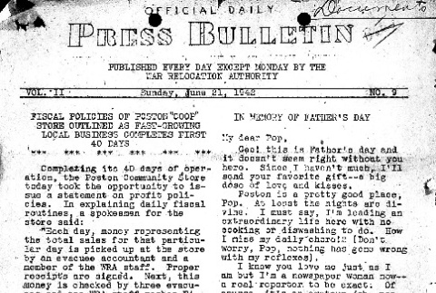 Poston Information Bulletin Vol. II No. 9 (June 21, 1942) (ddr-densho-145-35)