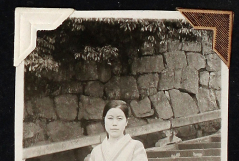 Woman on stone steps (ddr-densho-404-44)