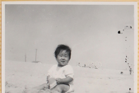 Susan Shiomi at beach (ddr-densho-522-237)