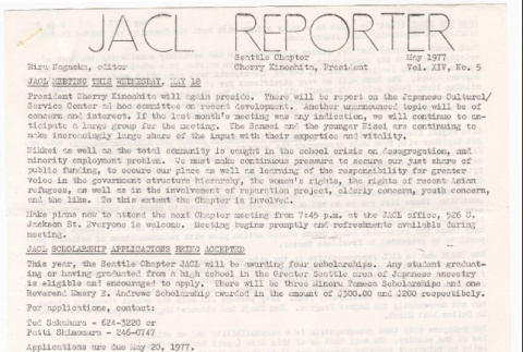 Seattle Chapter, JACL Reporter, Vol. XIV, No. 5, May 1977 (ddr-sjacl-1-201)