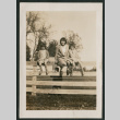 woman and 2 kids on a fence (ddr-densho-378-366)