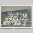 Large group posing outside barracks (ddr-densho-493-113)