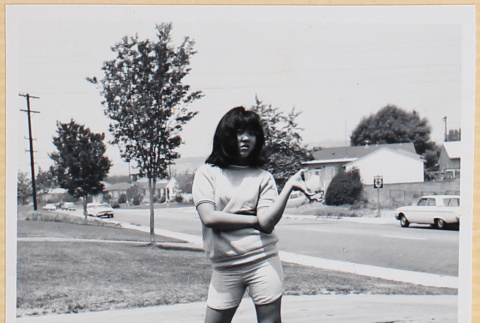 Girl standing on lawn (ddr-densho-522-113)
