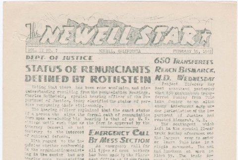 The Newell Star, Vol. II, No. 7 (February 15, 1945) (ddr-densho-284-56)