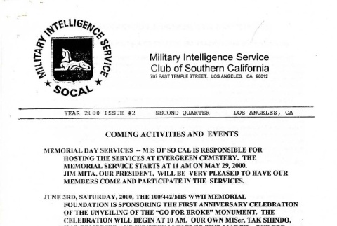 Military Intelligence Service Club of Southern California, No. 2, 2000 (ddr-csujad-1-72)