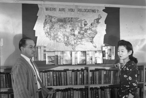 The Minidoka library during leave hearings (ddr-fom-1-837)