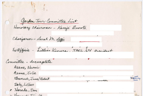 Garden Tour Committee List (ddr-densho-377-3051)