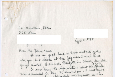 Letter to Emi Murakami from Yuri (Domoto) Tsukada (ddr-densho-377-3048)