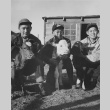 Three high school agriculture students with their calves at Granada incarceration camp (ddr-csujad-14-46)