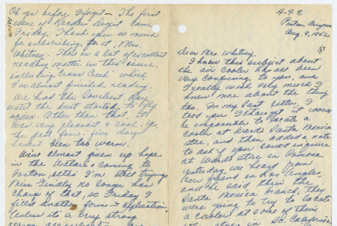 [ Letter to Mrs. Whitney from Fumiko Fukuda  | August 9, 1942 ] (ddr-janm-22-43)