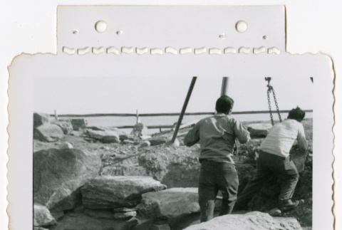 Two men on rocks (ddr-densho-377-1791)
