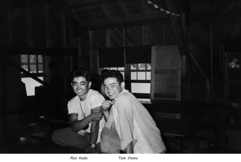 Ron Koda and Tom Osato in a cabin (ddr-densho-336-53)