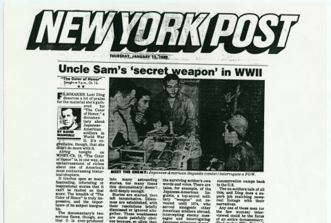 New York Post review of The Color of Honor (ddr-densho-1007-1477)