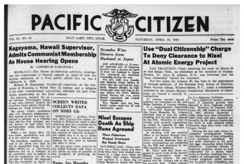 The Pacific Citizen, Vol. 30 No. 15 (April 15, 1950) (ddr-pc-22-15)