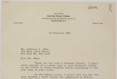 Letter from Oliver Ellis Stone to Lawrence Fumio Miwa (ddr-densho-437-53)