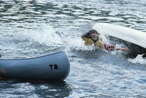 Sharon Yamasaki in a capsizing canoe (ddr-densho-336-1552)