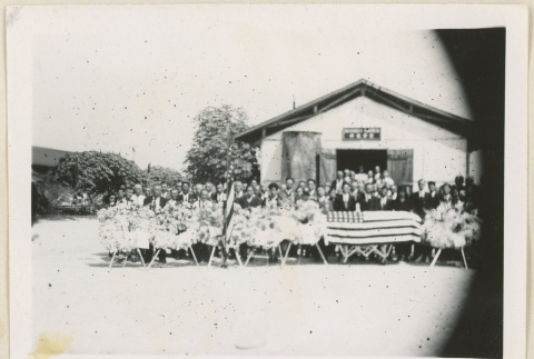 Mourners at Pfc. Masuo Wakita's memorial (ddr-densho-37-2088)