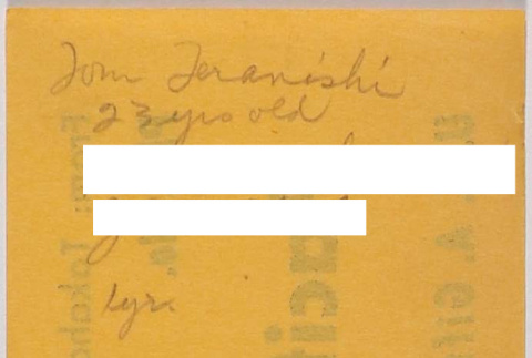 Note with name and address (ddr-densho-424-500)