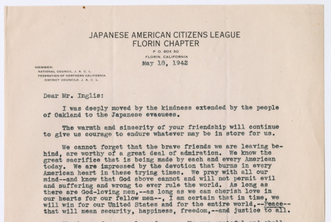 Letter to Rev. Robert Inglis from Mary Tsukamoto (ddr-densho-498-18)