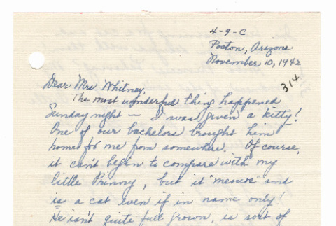 [ Letter to Mrs. Whitney from Louise Fukuda | November 10, 1942 ] (ddr-janm-22-76)