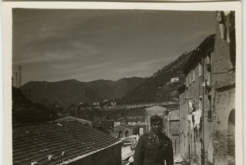 Soldier on narrow Italian street (ddr-densho-201-109)