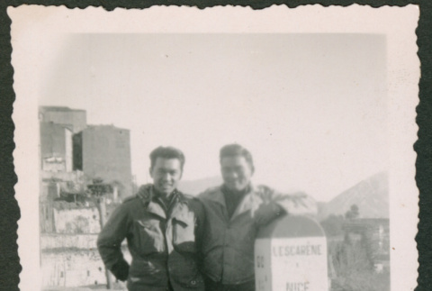 Two Soldiers pose a the boarder (ddr-densho-368-561)