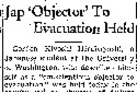 Jap 'Objector' To Evacuation Held (May 20, 1942) (ddr-densho-56-804)