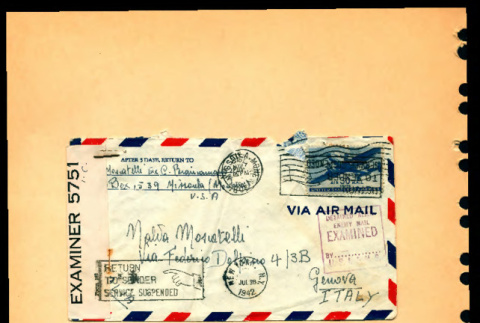 Envelopes for three letters from Italy to internees in Ft. Missoula, Montana, 1942 (ddr-csujad-55-1343)