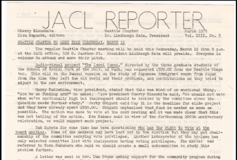 Seattle Chapter, JACL Reporter, Vol. XII, No. 3, March 1975 (ddr-sjacl-1-176)