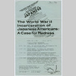 Flyer The World War II Incarceration of Japanese Americans:  A Case for Redress (ddr-densho-523-729)
