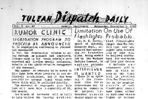 Tulean Dispatch Vol. 6 No. 40 (September 1, 1943) (ddr-densho-65-394)