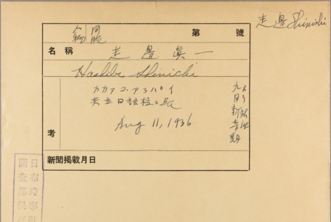 Envelope of Shinichi Hashibe photographs (ddr-njpa-5-1191)