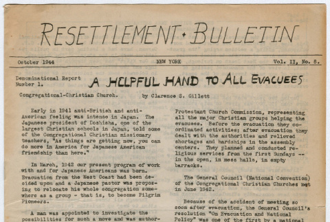 Resettlement Bulletin October 1944, Vol. II No. 8 (ddr-densho-356-1015)
