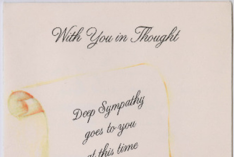 Sympathy card from Bill Hortop to Mary Mon Toy (ddr-densho-488-17)