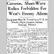Cameras, Short-Wave Radios Forbidden for West's Enemy Aliens. Equipment Must Be Turned In to U.S. by Monday Night; Japanese, Italians, Germans Affected. (December 27, 1941) (ddr-densho-56-561)